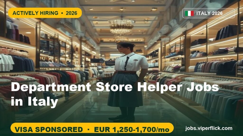 Department Store Helper Jobs in Italy | Hiring Support Staff 2026